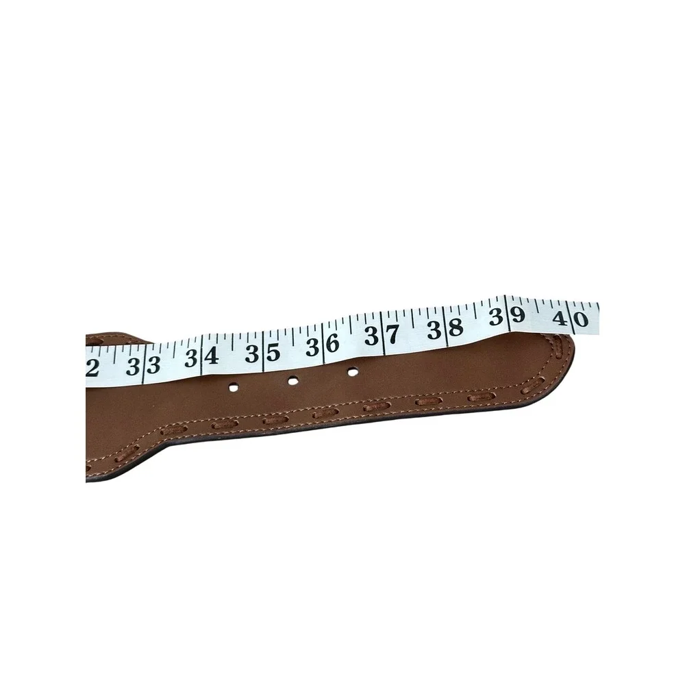 Lauren Ralph Lauren Woven Tan Faux Leather Buckle Belt Large Women's